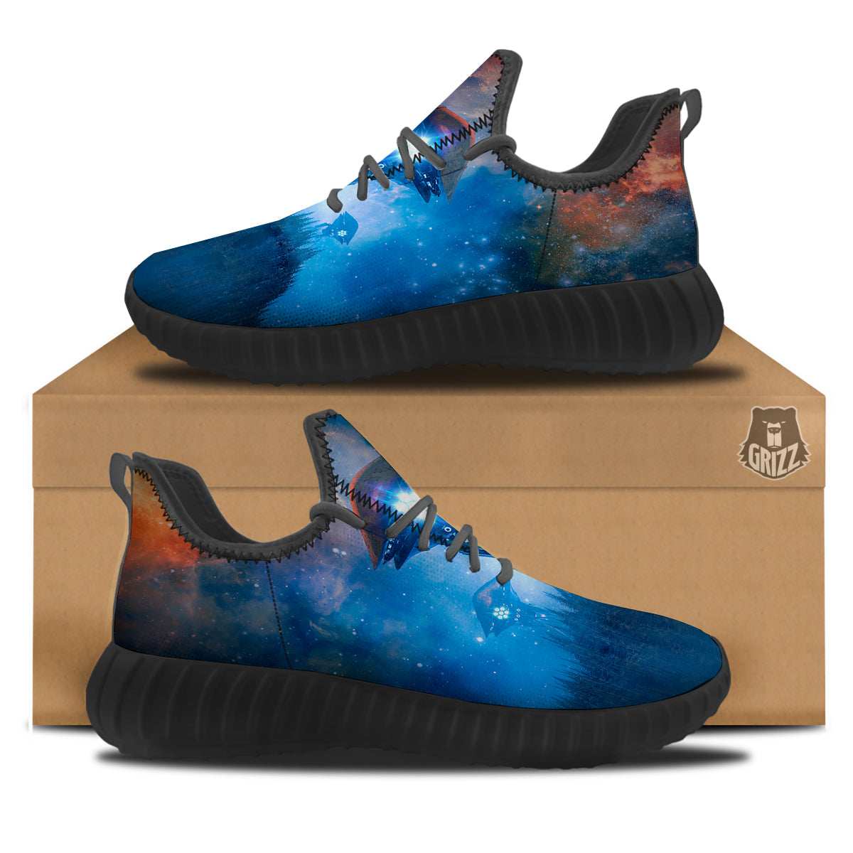 Alien Machines Print Black Walking Shoes-grizzshop