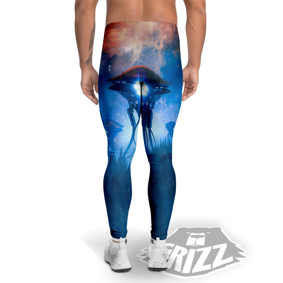 Alien Machines Print Men's Leggings-grizzshop