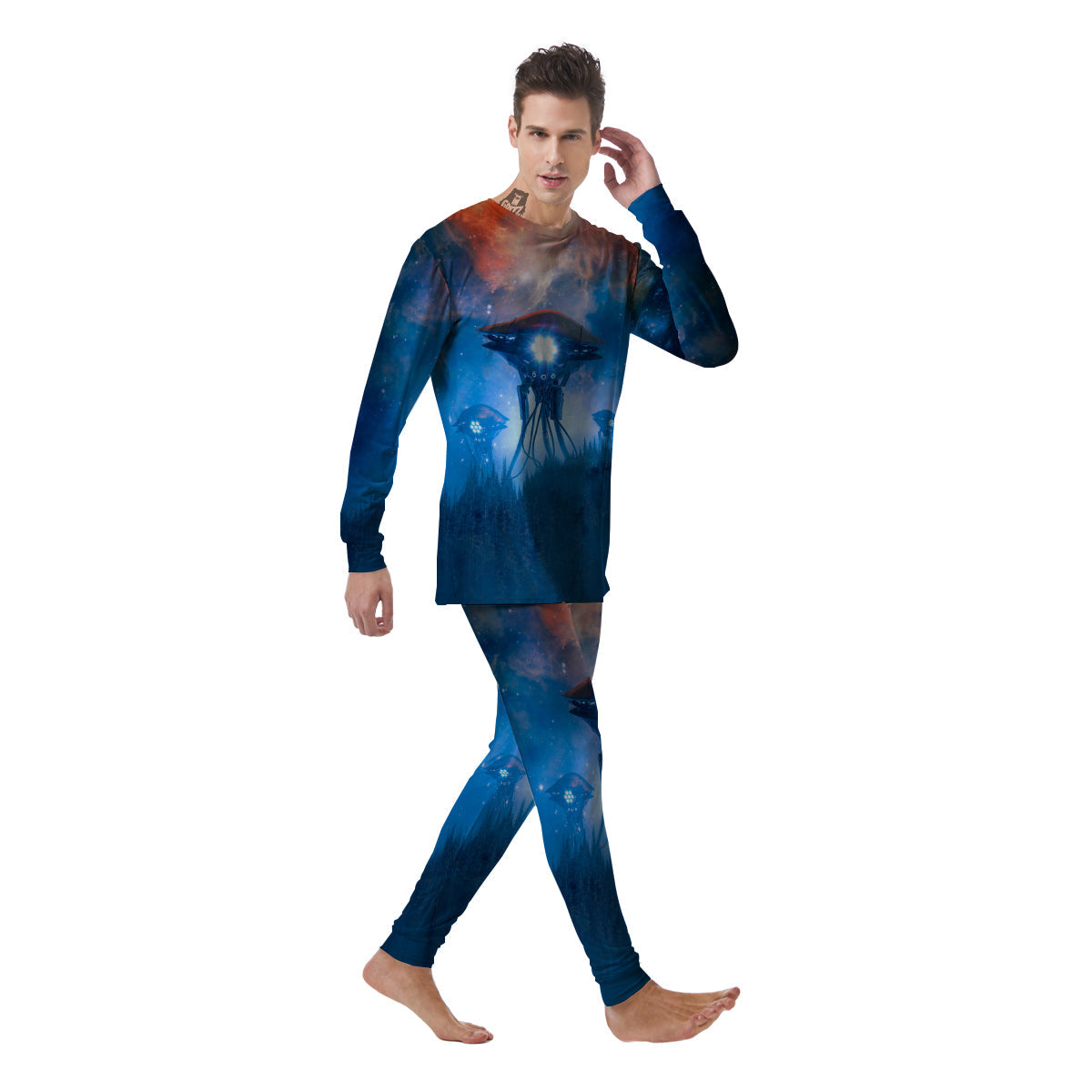 Alien Machines Print Men's Pajamas-grizzshop