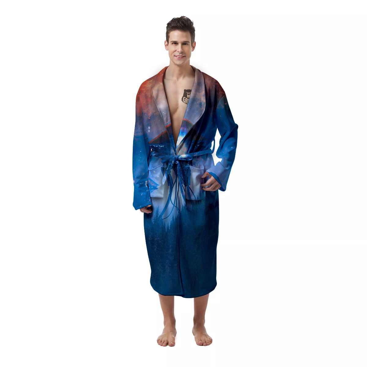 Alien Machines Print Men's Robe-grizzshop