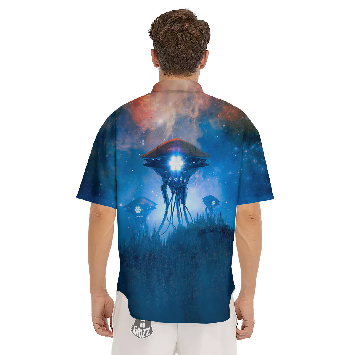 Alien Machines Print Men's Short Sleeve Shirts-grizzshop