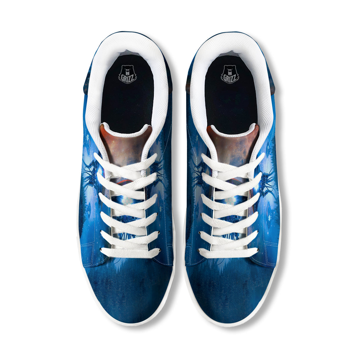 Alien Machines Print White Low Top Sneakers-grizzshop