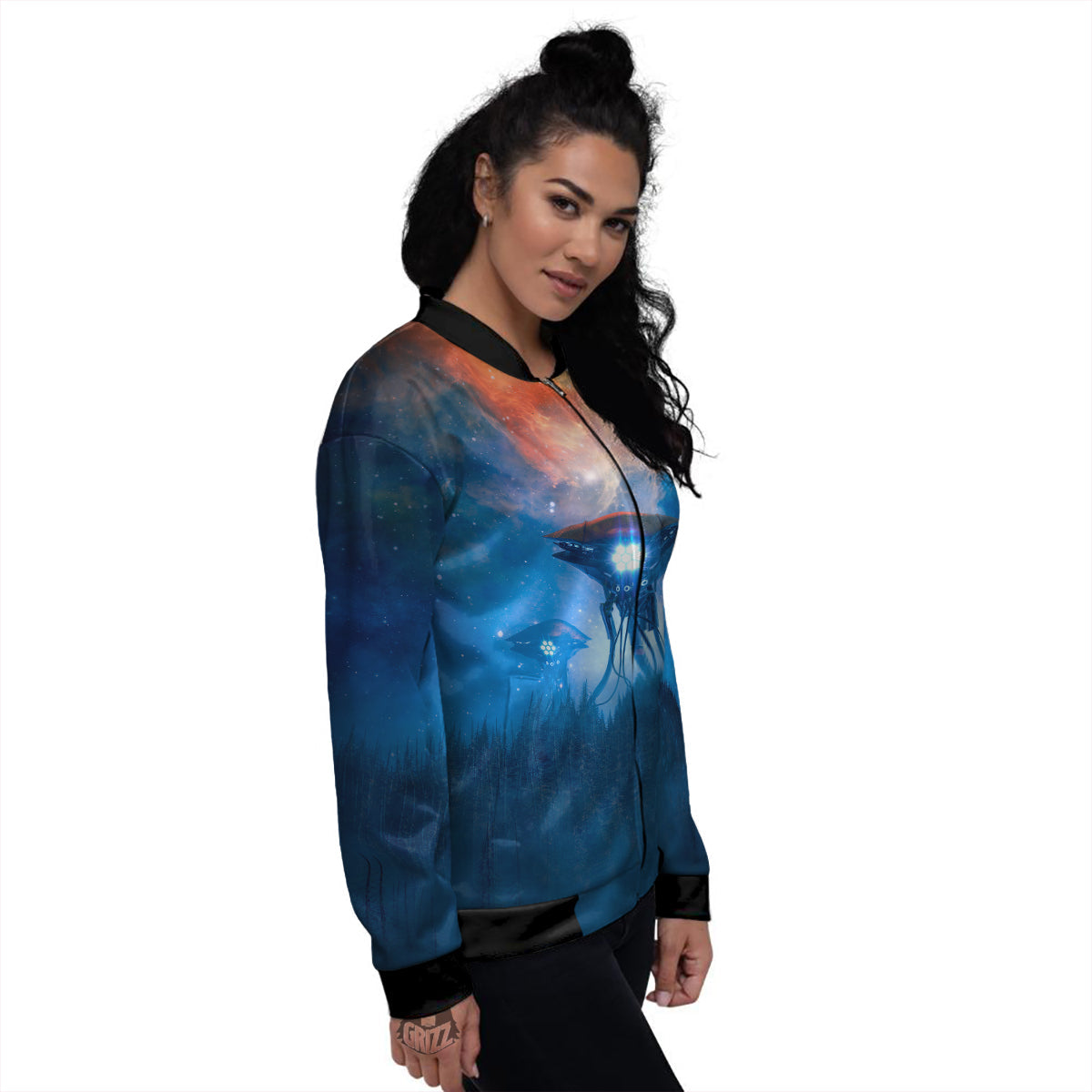 Alien Machines Print Women's Bomber Jacket-grizzshop