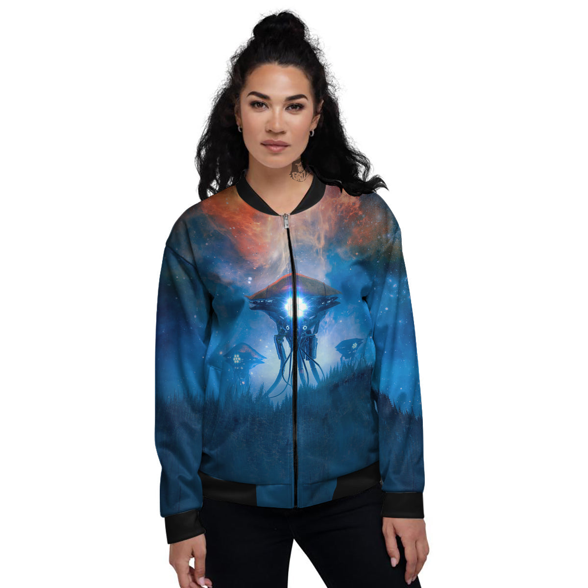 Alien Machines Print Women's Bomber Jacket-grizzshop