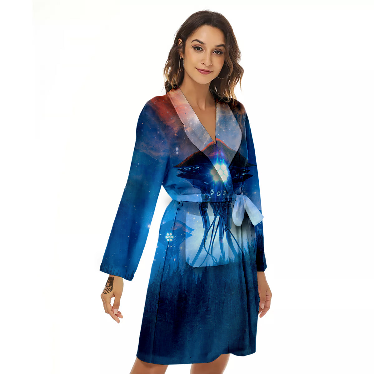 Alien Machines Print Women's Robe-grizzshop