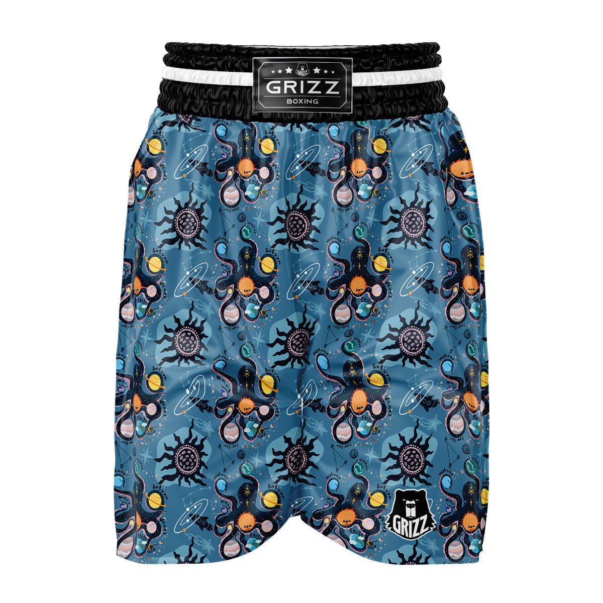 Alien On Planets Print Pattern Boxing Shorts-grizzshop