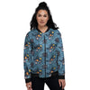 Alien On Planets Print Pattern Women's Bomber Jacket-grizzshop