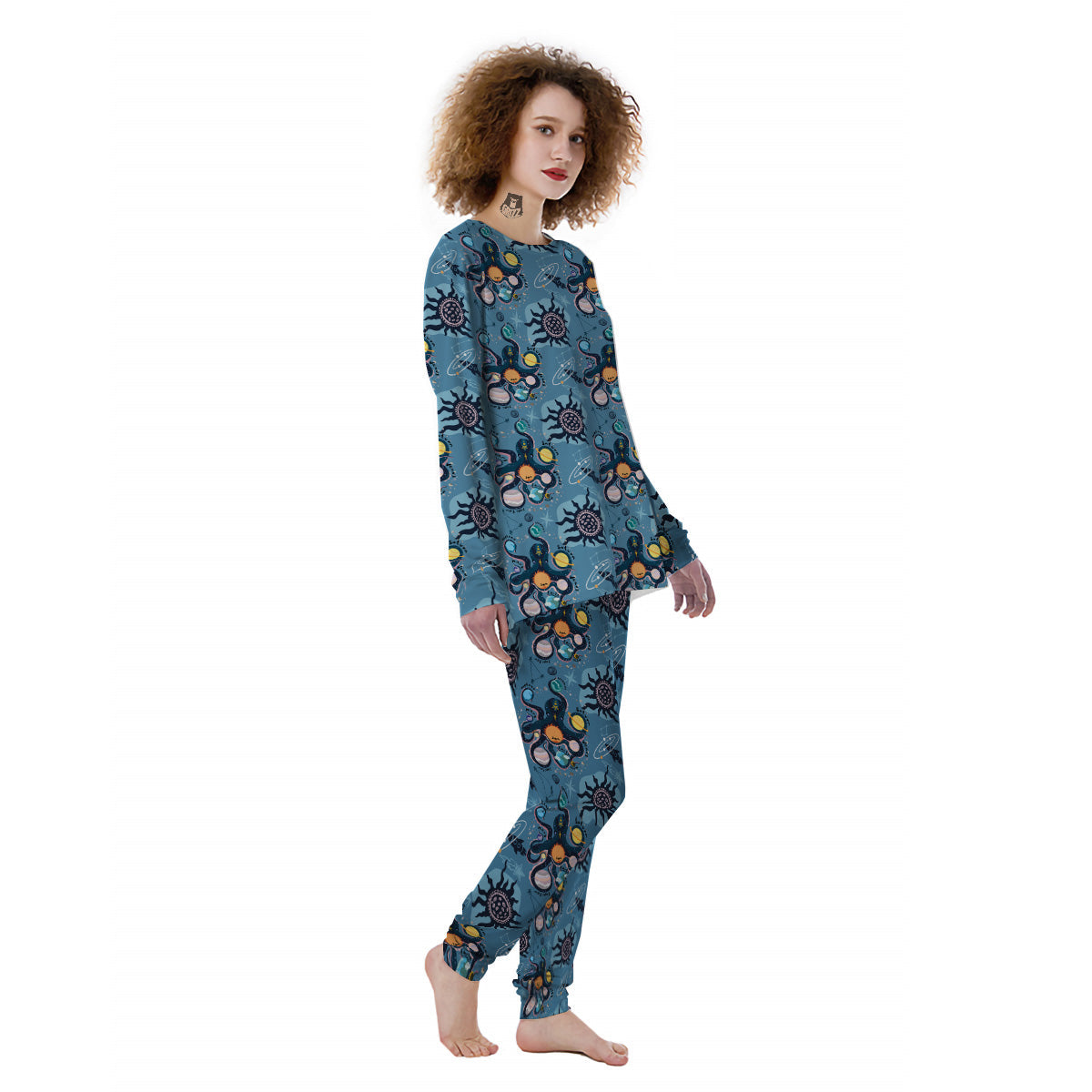 Alien On Planets Print Pattern Women's Pajamas-grizzshop