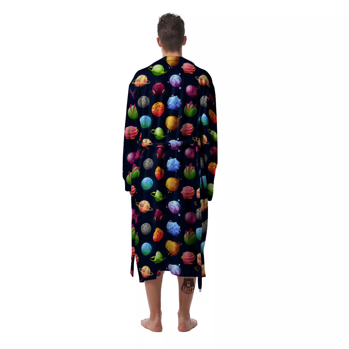 Alien Planets And Stars Print Pattern Men's Robe-grizzshop
