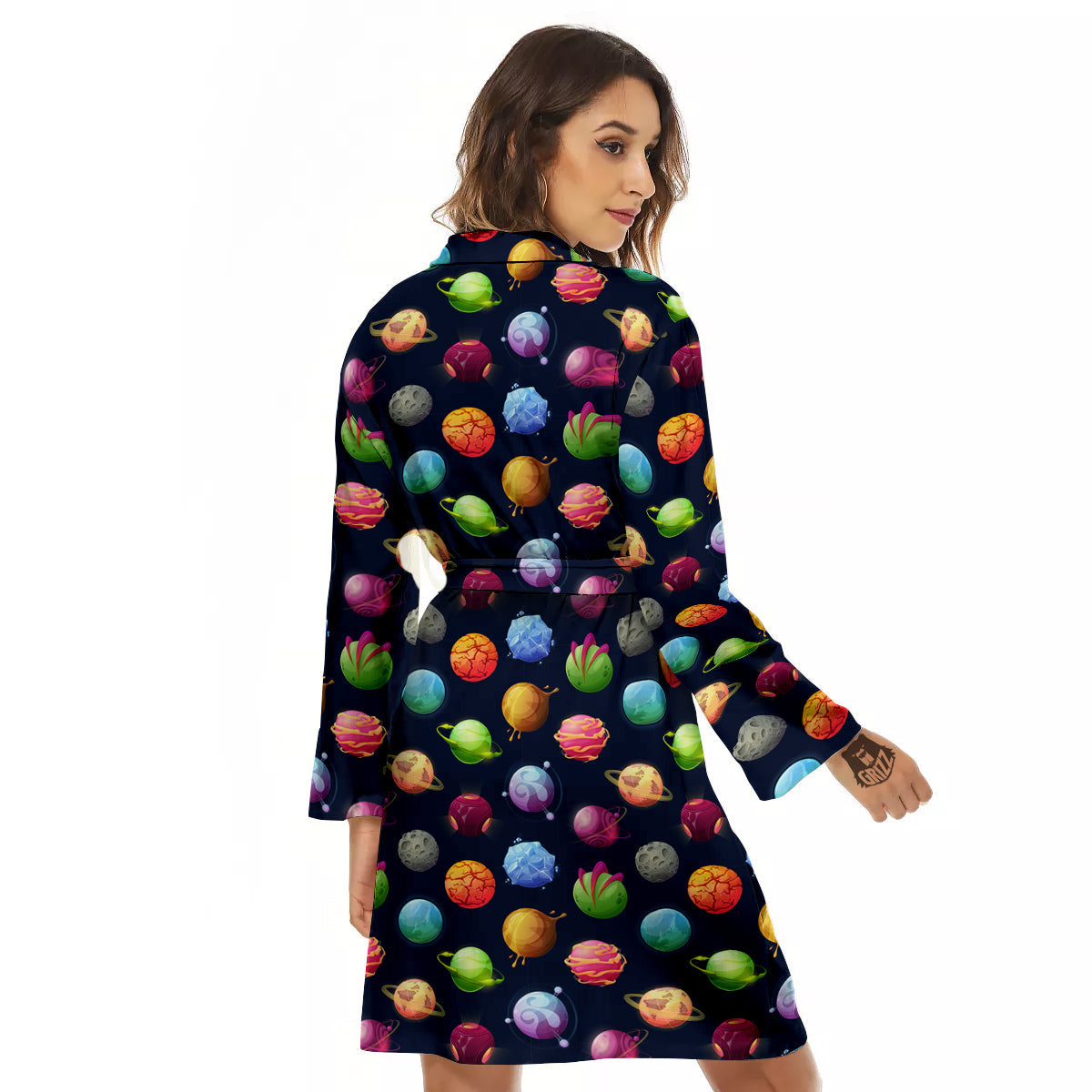 Alien Planets And Stars Print Pattern Women's Robe-grizzshop