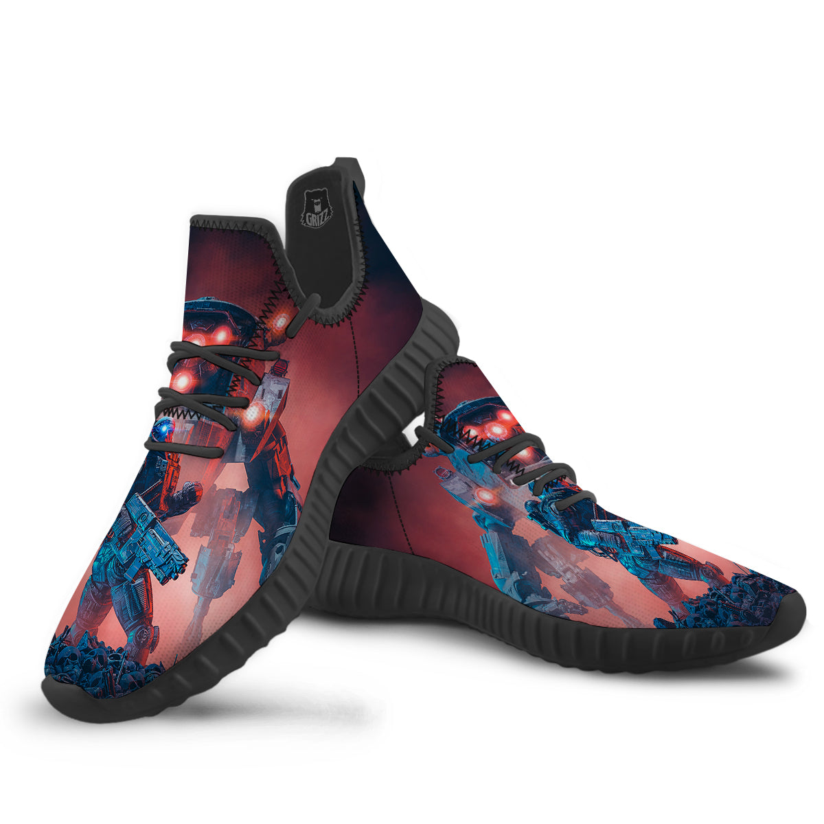 Alien Robot In the battlefield Black Walking Shoes-grizzshop