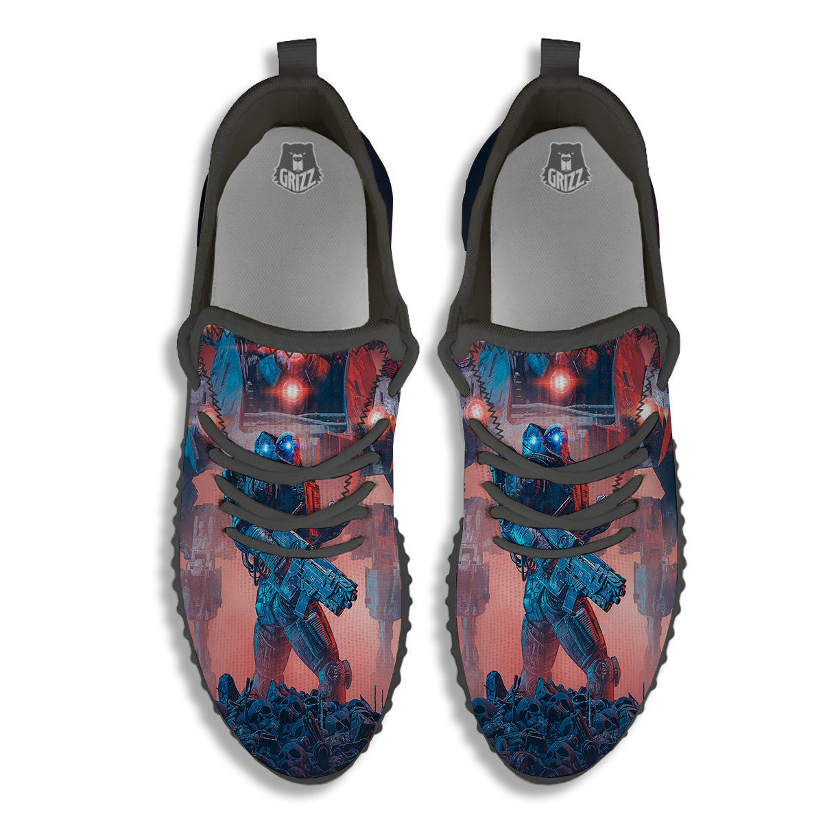Alien Robot In the battlefield Black Walking Shoes-grizzshop