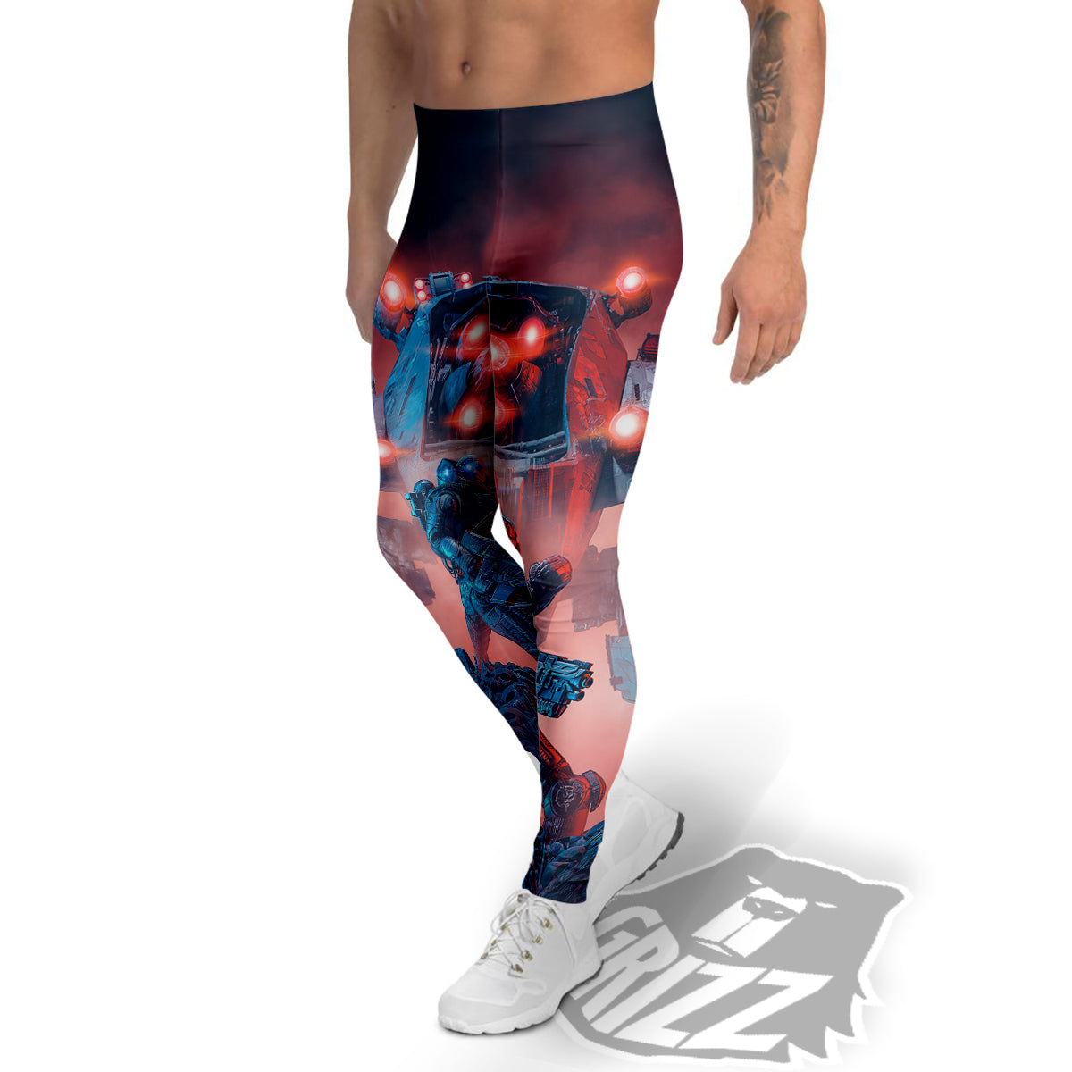 Alien Robot In the battlefield Men's Leggings-grizzshop