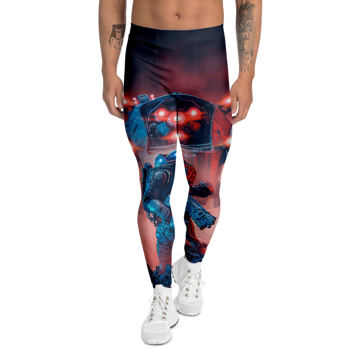 Alien Robot In the battlefield Men's Leggings-grizzshop