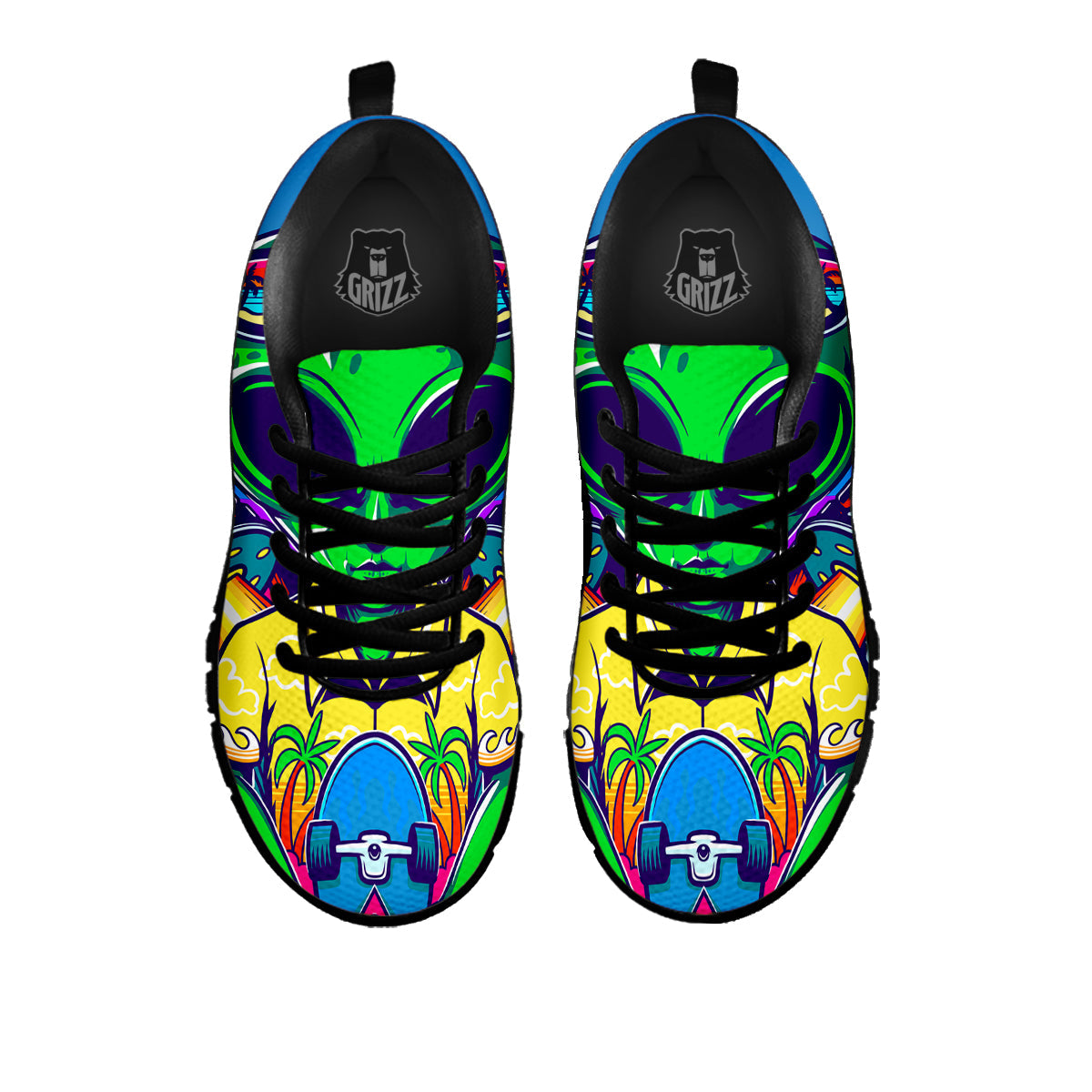 Alien Summer Beach Print Black Sneaker-grizzshop