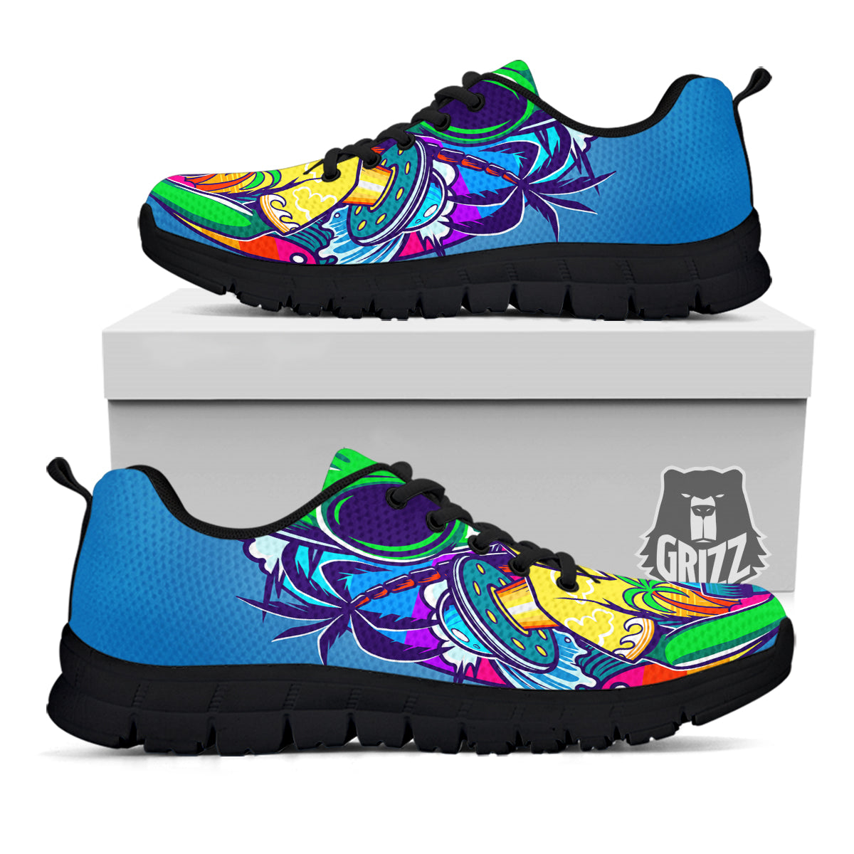 Alien Summer Beach Print Black Sneaker-grizzshop