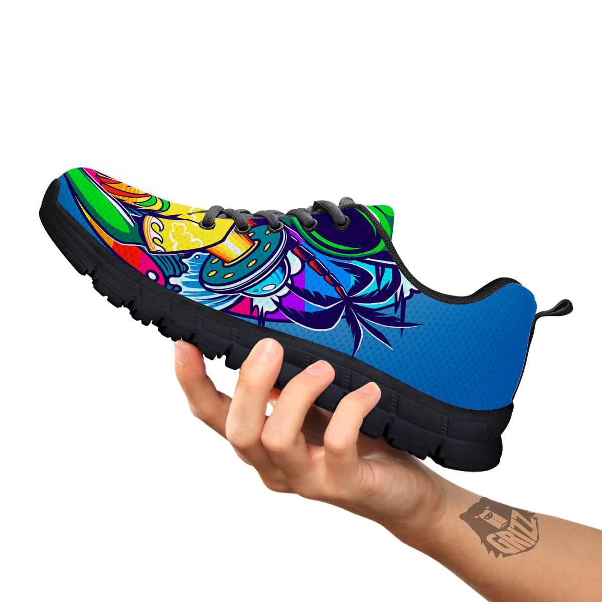Alien Summer Beach Print Black Sneaker-grizzshop