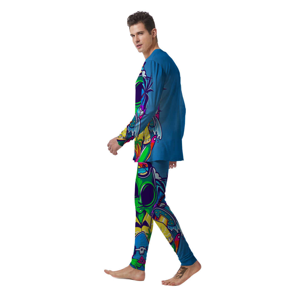 Alien Summer Beach Print Men's Pajamas-grizzshop