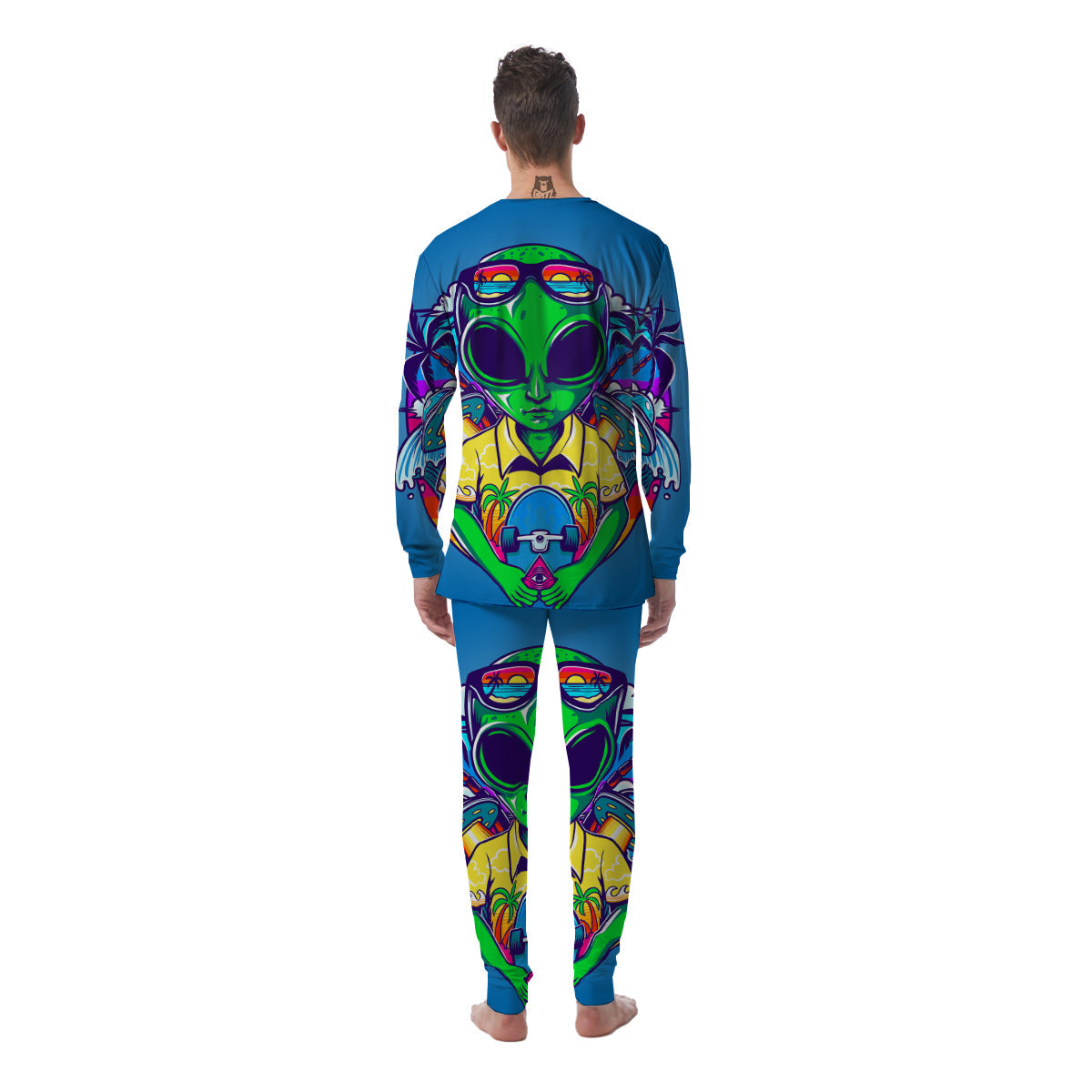 Alien Summer Beach Print Men's Pajamas-grizzshop