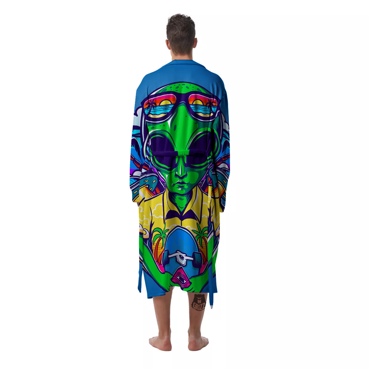 Alien Summer Beach Print Men's Robe-grizzshop