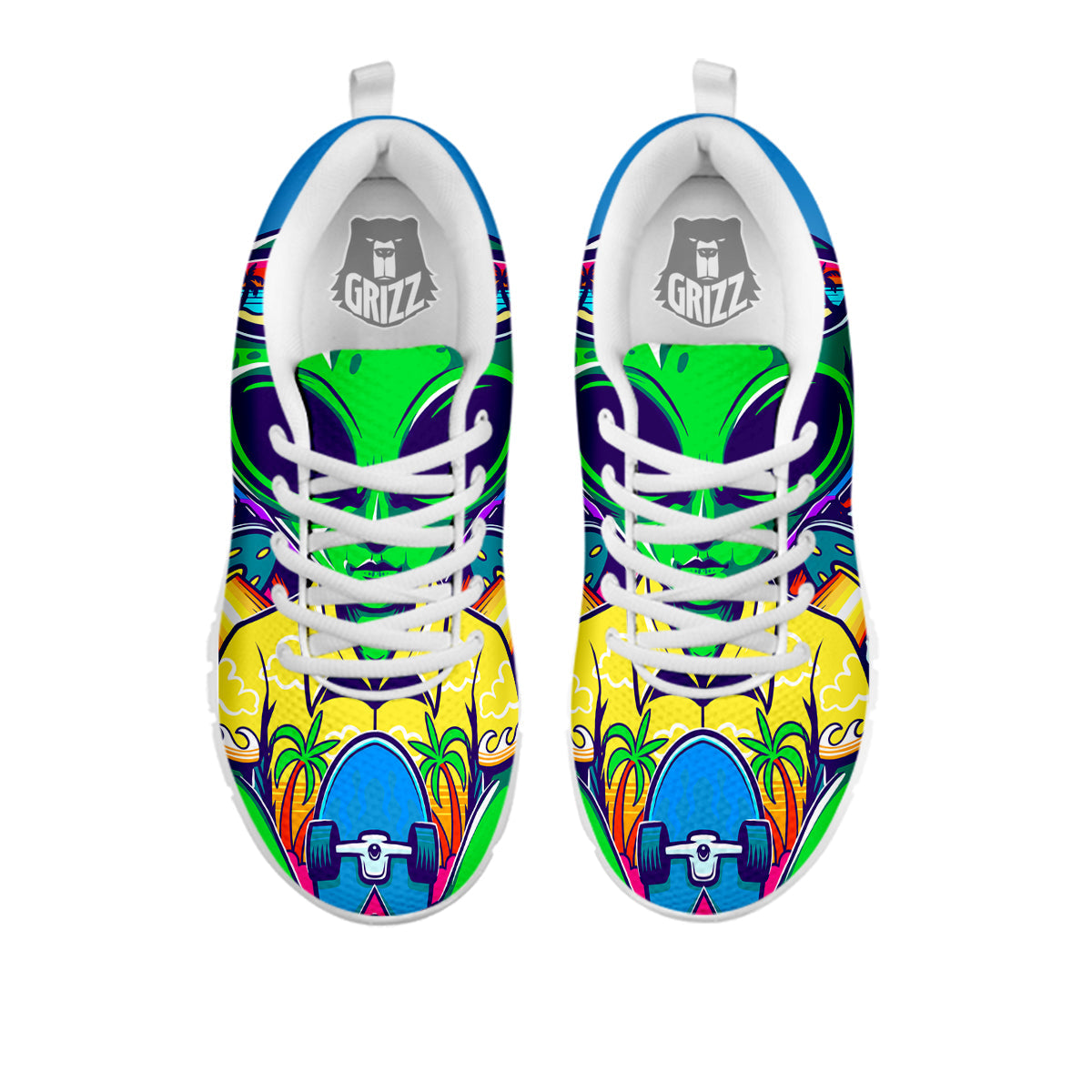 Alien Summer Beach Print White Sneaker-grizzshop