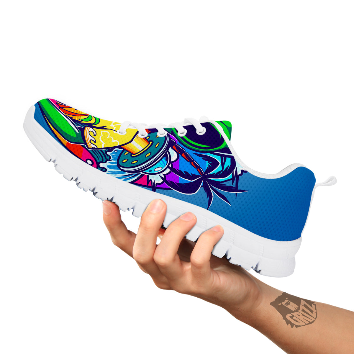 Alien Summer Beach Print White Sneaker-grizzshop