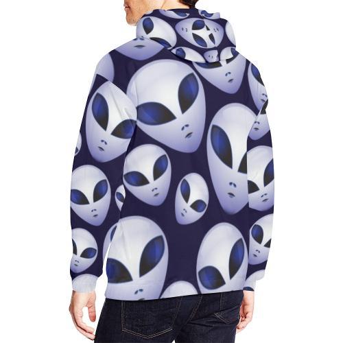 Alien Ufo Pattern Print Men Pullover Hoodie-grizzshop