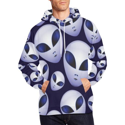 Alien Ufo Pattern Print Men Pullover Hoodie-grizzshop