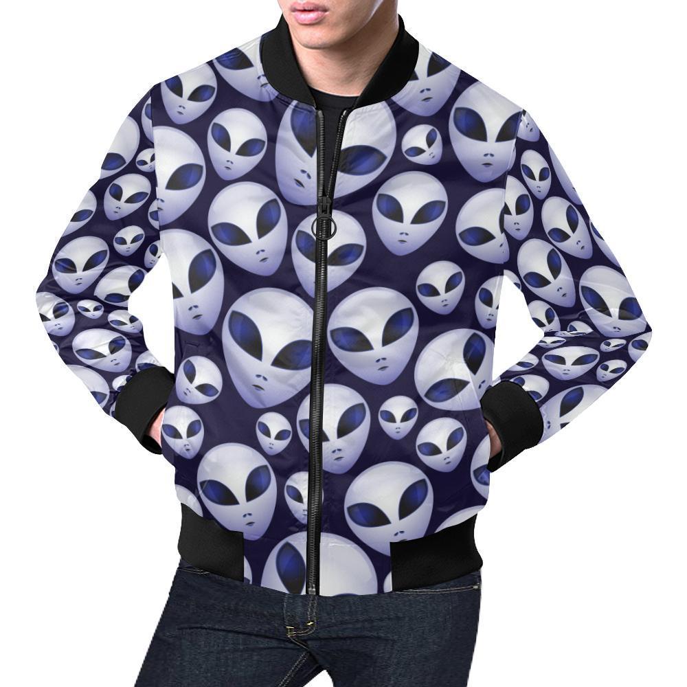 Alien Ufo Pattern Print Men's Bomber Jacket-grizzshop