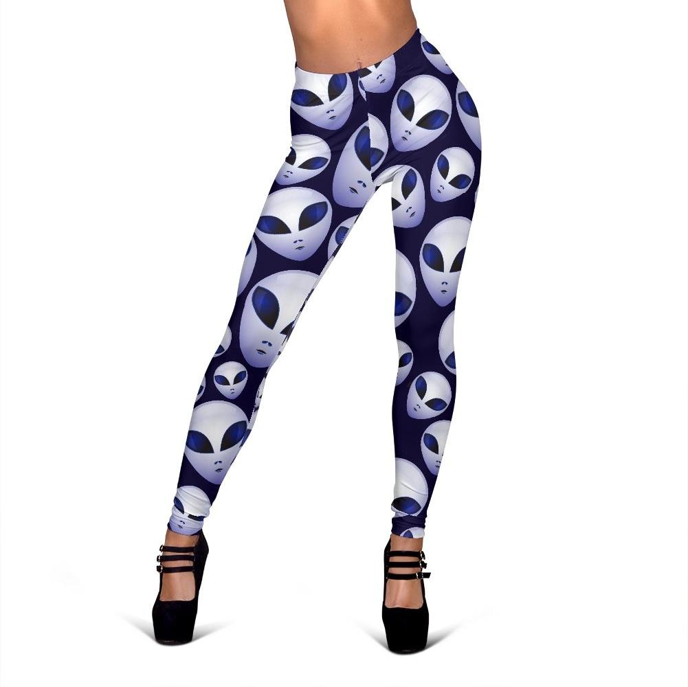 Alien Ufo Pattern Print Women Leggings-grizzshop