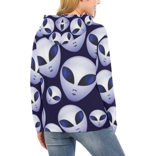 Alien Ufo Pattern Print Women Pullover Hoodie-grizzshop