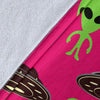 Alien Ufo Pink Pattern Print Blanket-grizzshop