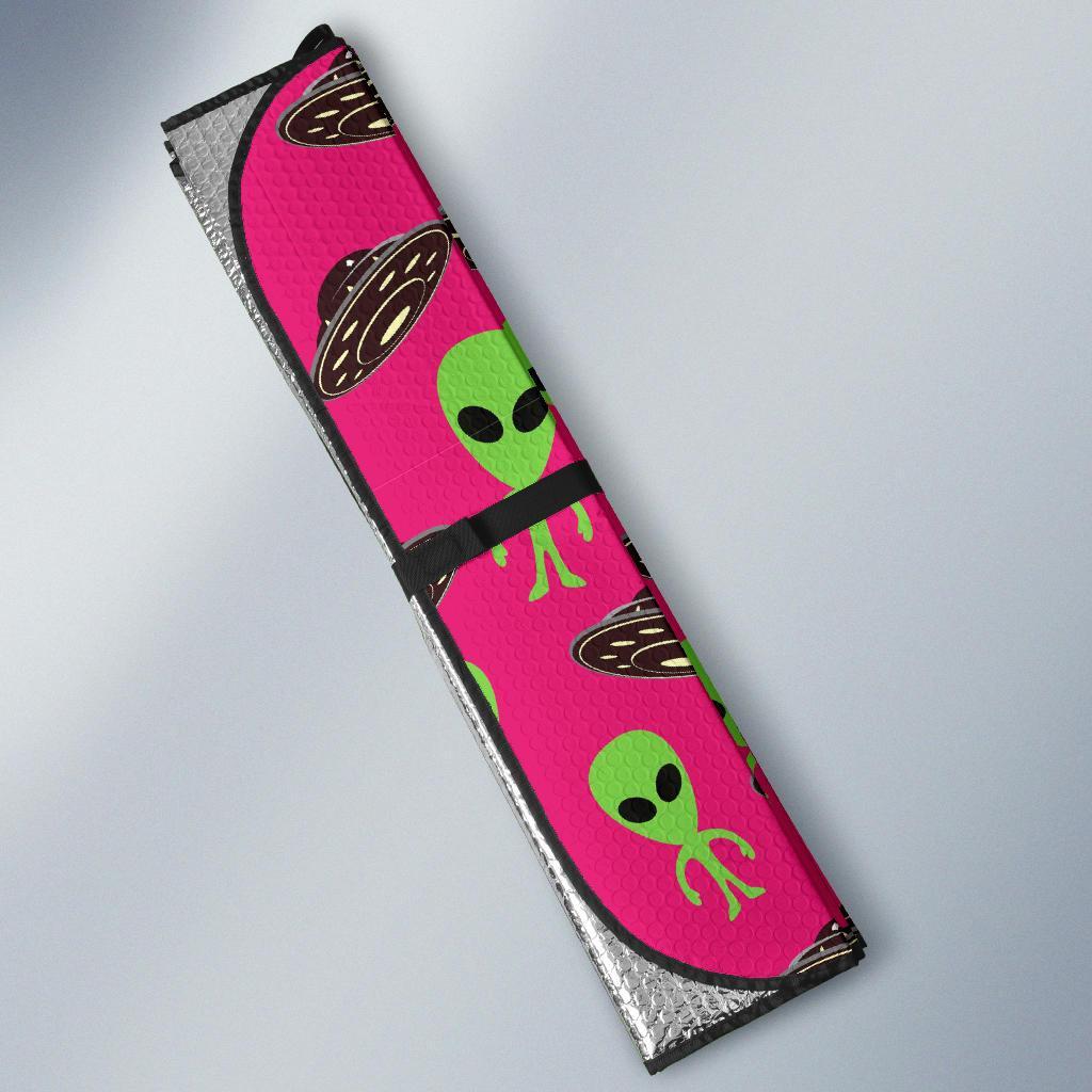 Alien Ufo Pink Pattern Print Car Sun Shade-grizzshop