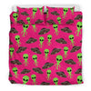 Alien Ufo Pink Pattern Print Duvet Cover Bedding Set-grizzshop