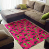 Alien Ufo Pink Pattern Print Floor Mat-grizzshop