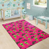 Alien Ufo Pink Pattern Print Floor Mat-grizzshop