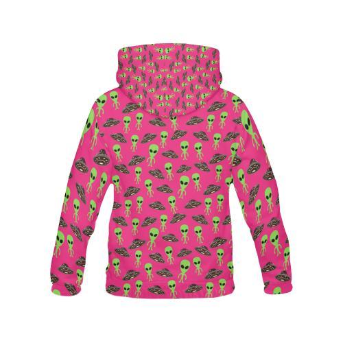 Alien Ufo Pink Pattern Print Men Pullover Hoodie-grizzshop