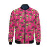 Alien Ufo Pink Pattern Print Men's Bomber Jacket-grizzshop