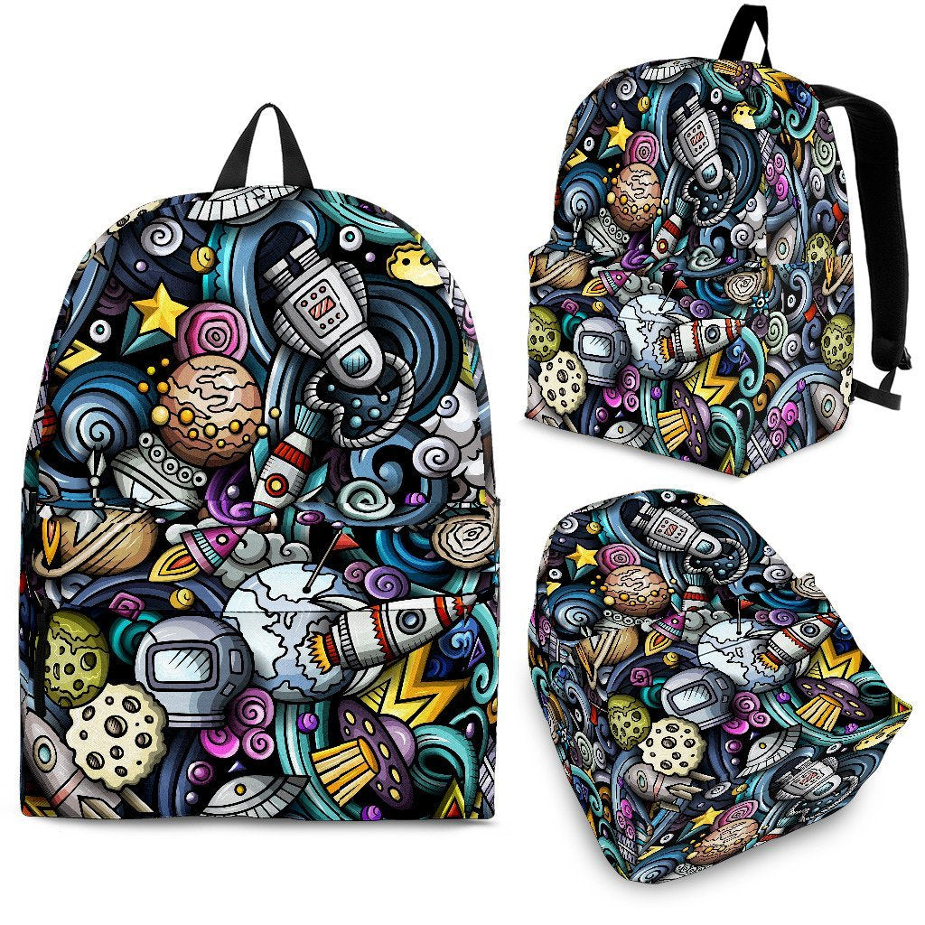 Alien Ufo Psychedelic Pattern Print Backpack-grizzshop