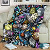 Alien Ufo Psychedelic Pattern Print Blanket-grizzshop