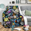 Alien Ufo Psychedelic Pattern Print Blanket-grizzshop