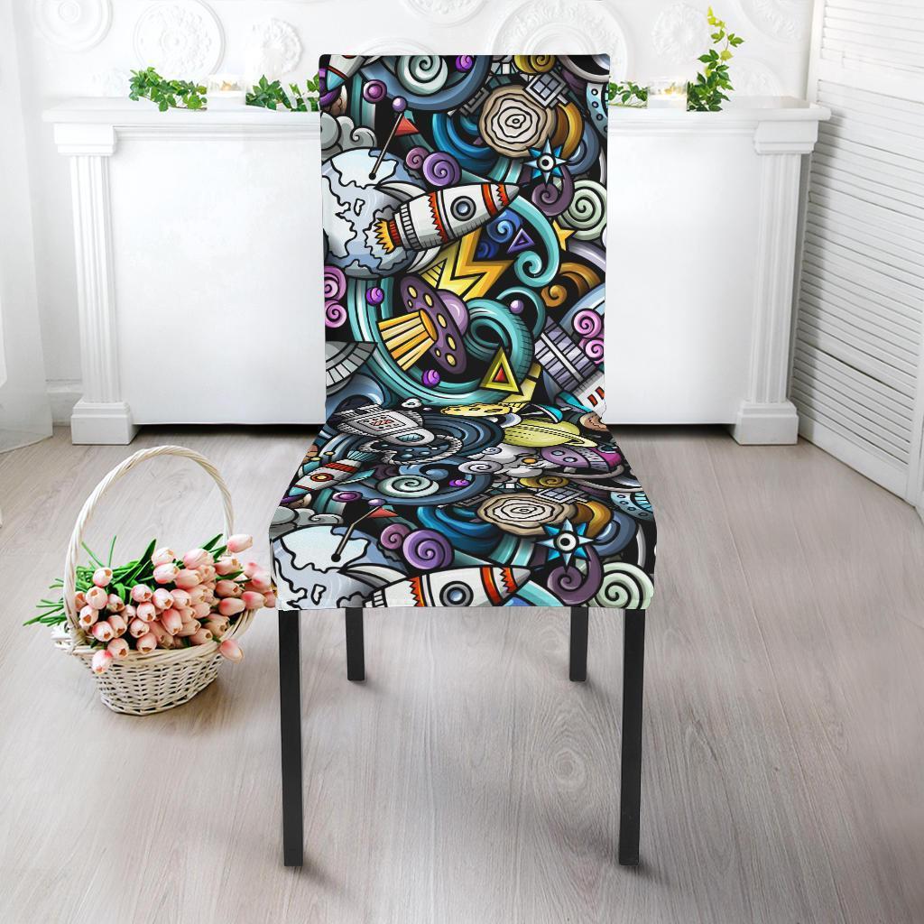 Alien Ufo Psychedelic Pattern Print Chair Cover-grizzshop