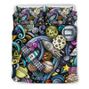 Alien Ufo Psychedelic Pattern Print Duvet Cover Bedding Set-grizzshop