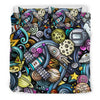 Alien Ufo Psychedelic Pattern Print Duvet Cover Bedding Set-grizzshop