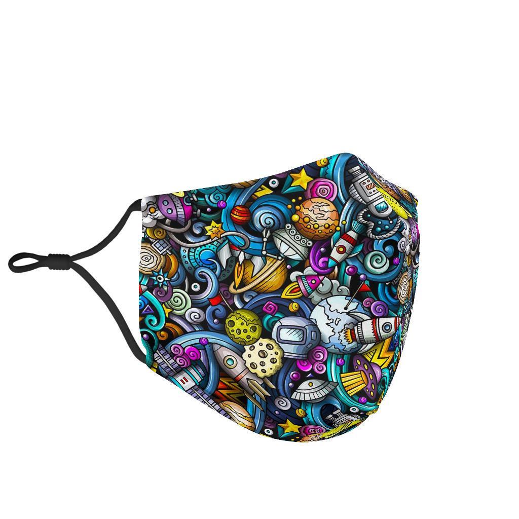 Alien Ufo Psychedelic Pattern Print Face Mask-grizzshop