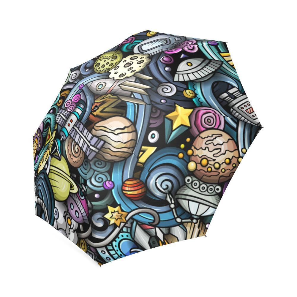 Alien Ufo Psychedelic Pattern Print Foldable Umbrella-grizzshop