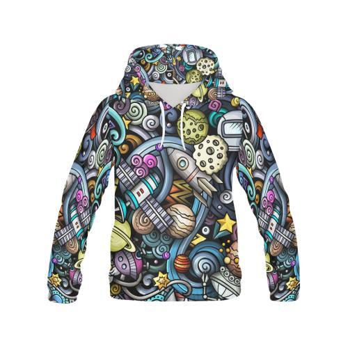 Alien Ufo Psychedelic Pattern Print Men Pullover Hoodie-grizzshop