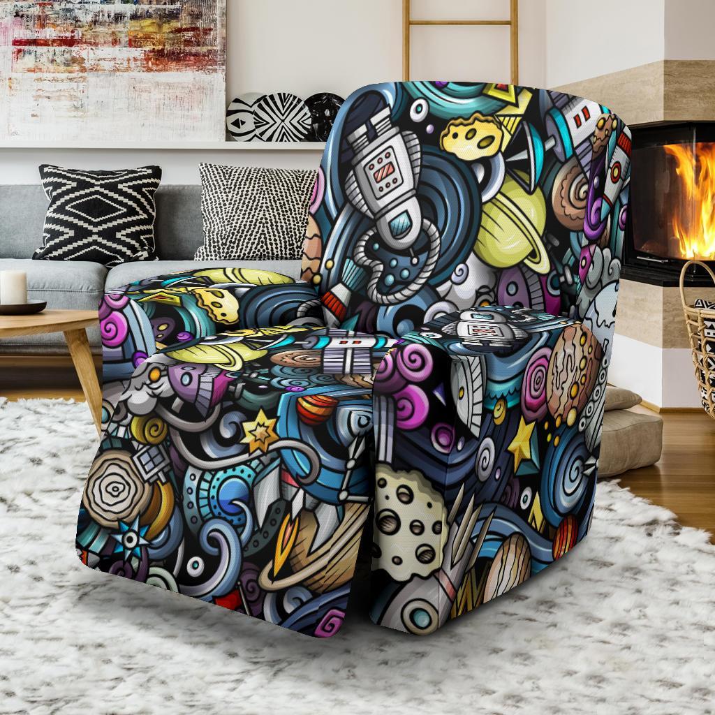 Alien Ufo Psychedelic Pattern Print Recliner Cover-grizzshop