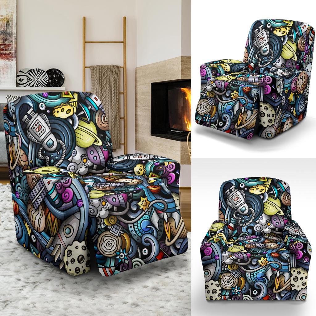 Alien Ufo Psychedelic Pattern Print Recliner Cover-grizzshop