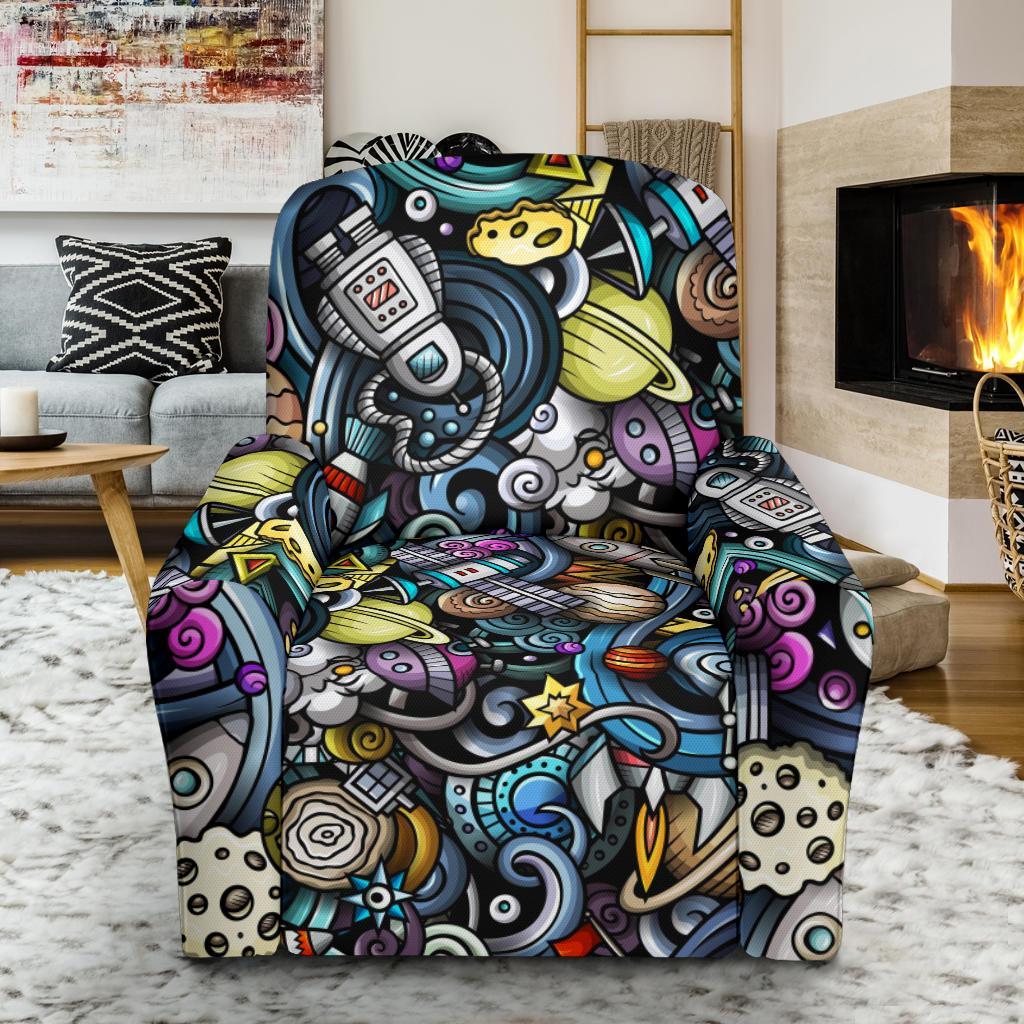 Alien Ufo Psychedelic Pattern Print Recliner Cover-grizzshop